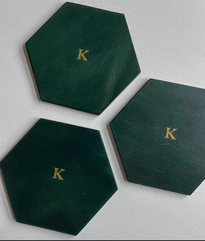 Monogrammed leather coasters