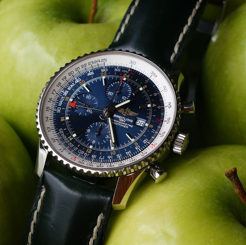Breitling Navitimer on green leather strap